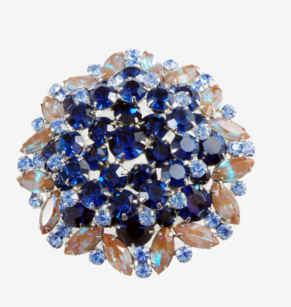 Juliana Huge Saphiret Art Glass Brooch