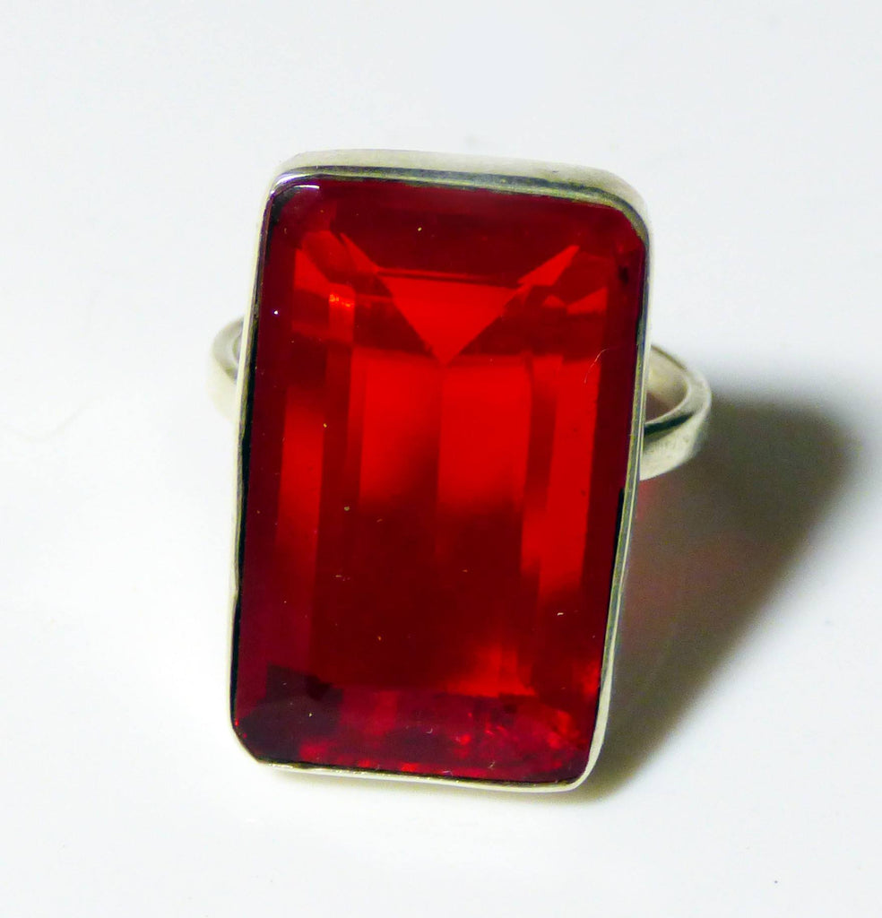 22CT Fire Garnet Sterling Silver Modernist Ring, 925