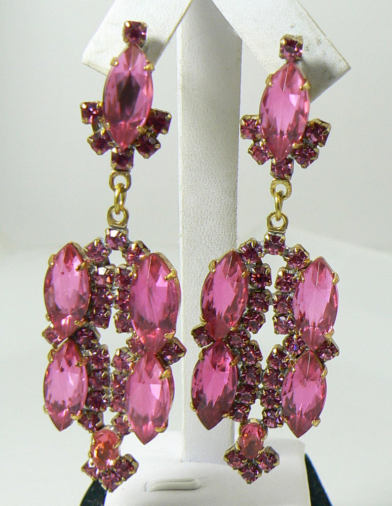 Fuchsia Czech Glass Pierced Style Earrings