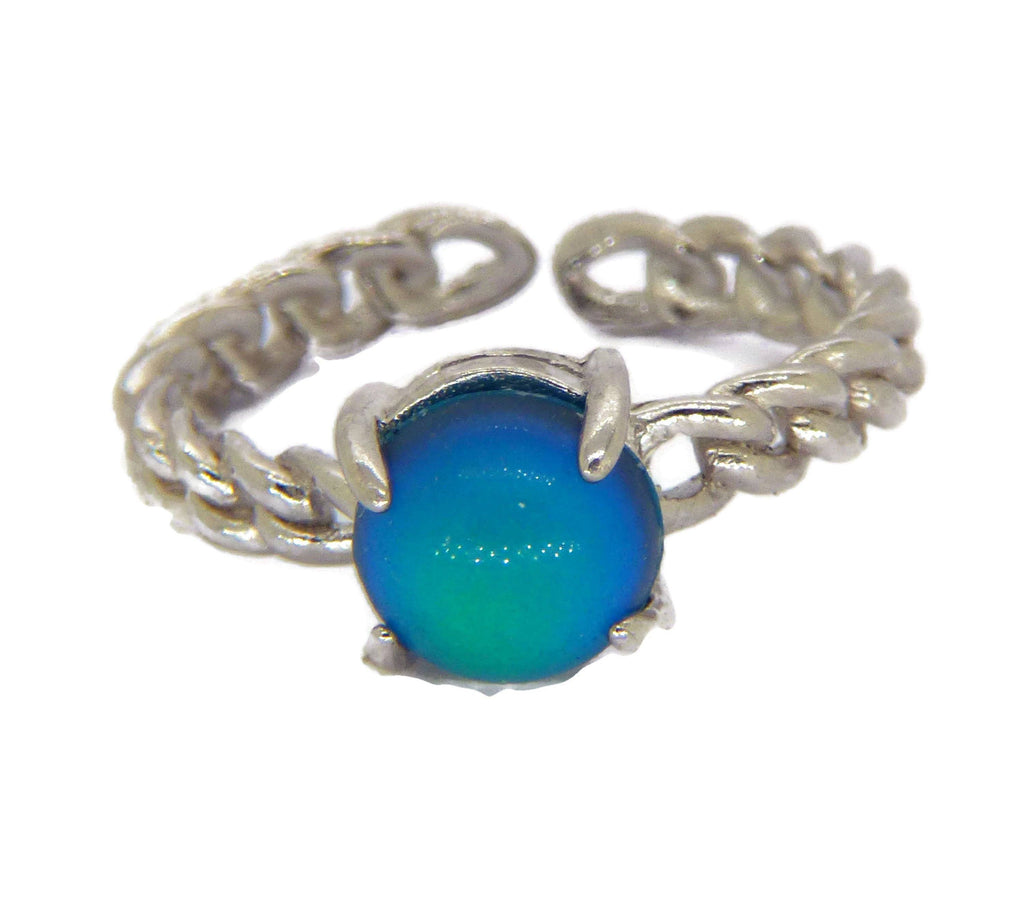 Sterling Silver Braided Adjustable Mood Ring