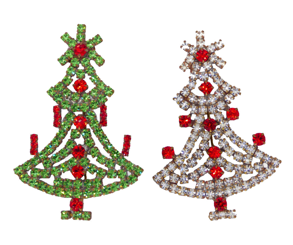 Husar D Czech Rhinestone Christmas Tree Brooches