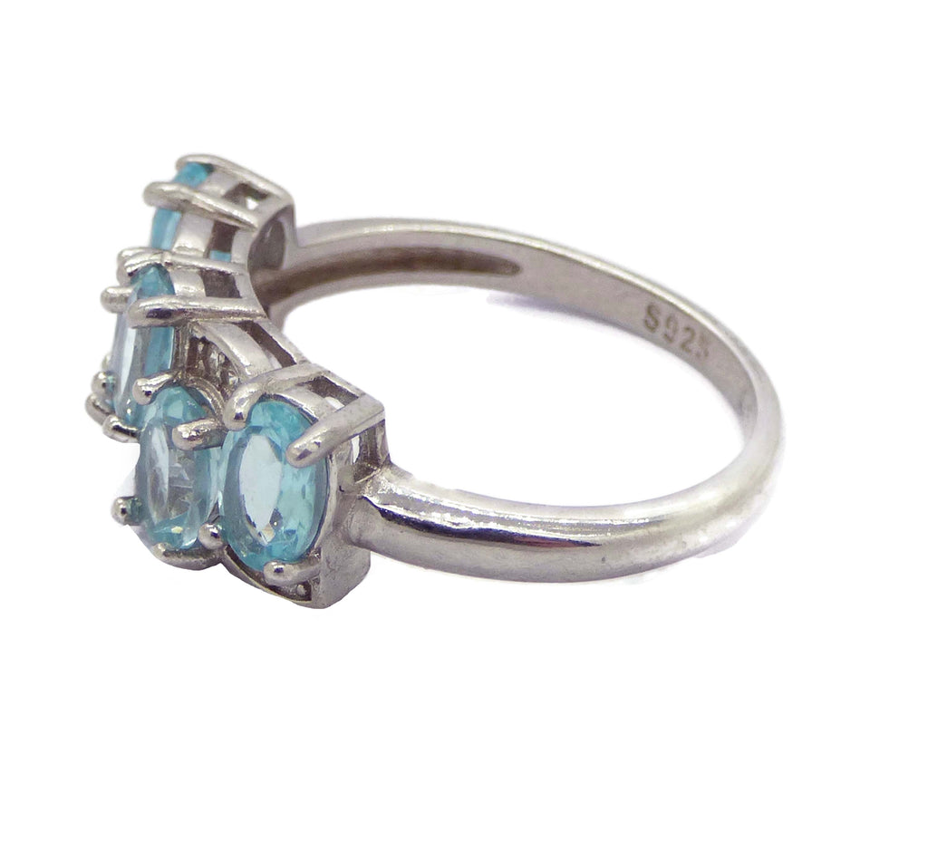 Oval Apatite white gold plated ring - Vintage Lane Jewelry