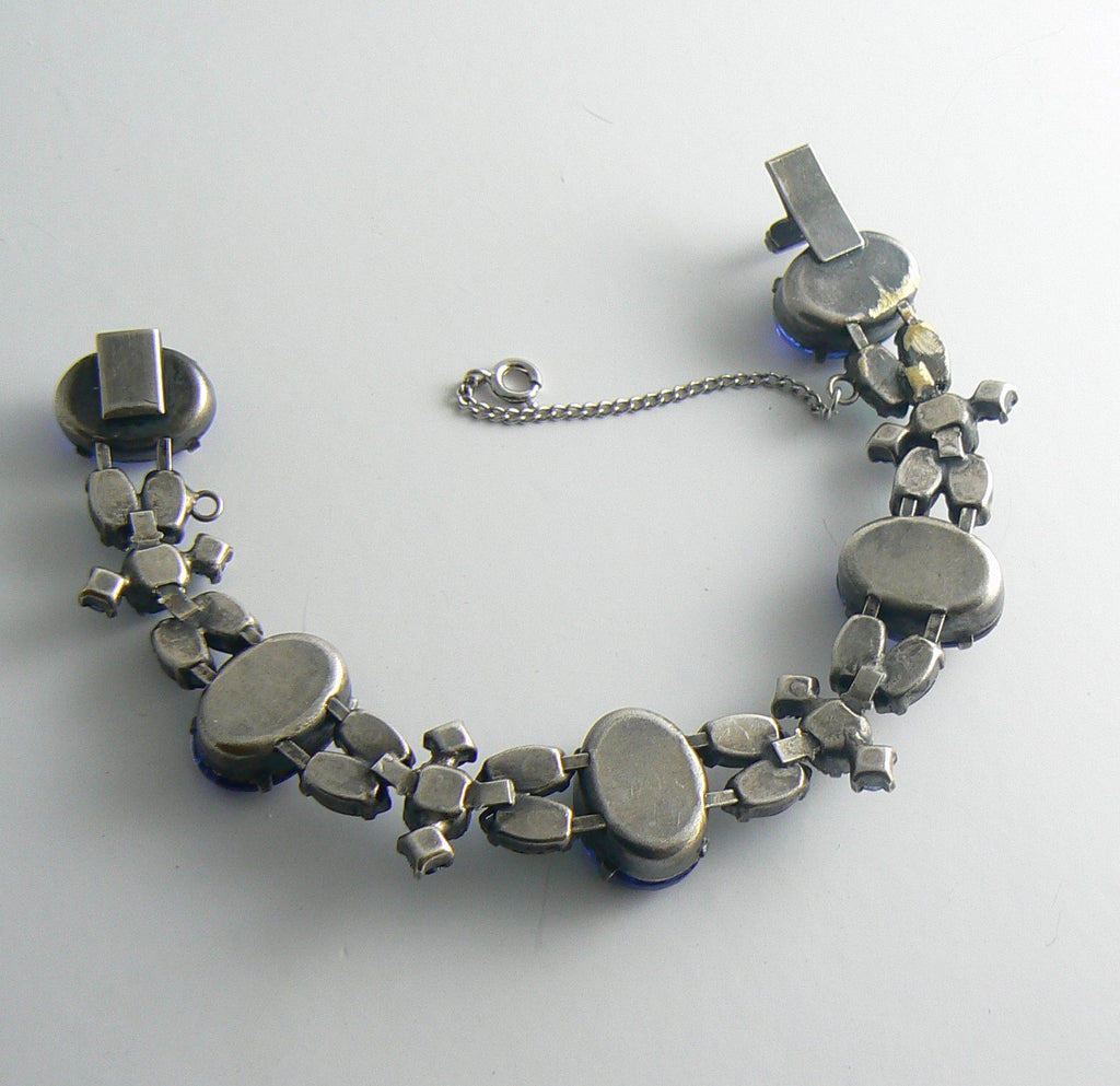 Regency Shades Of Blue Rhinestone Prong Set Bracelet - Vintage Lane Jewelry
