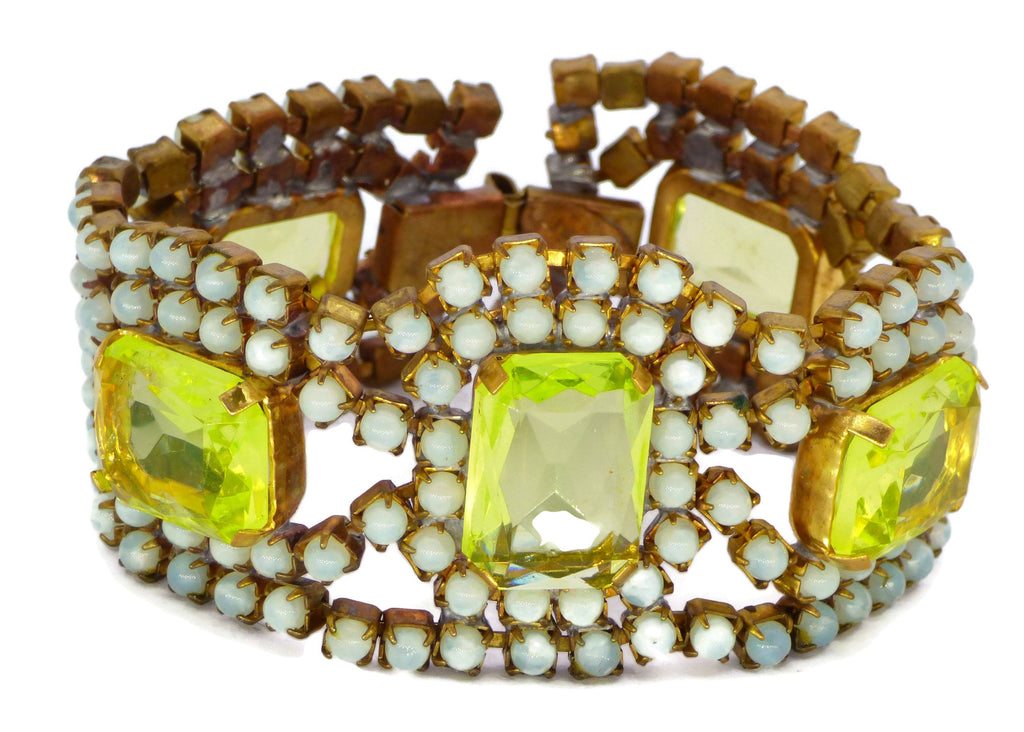 Czech Vaseline Uranium Glass Bracelet