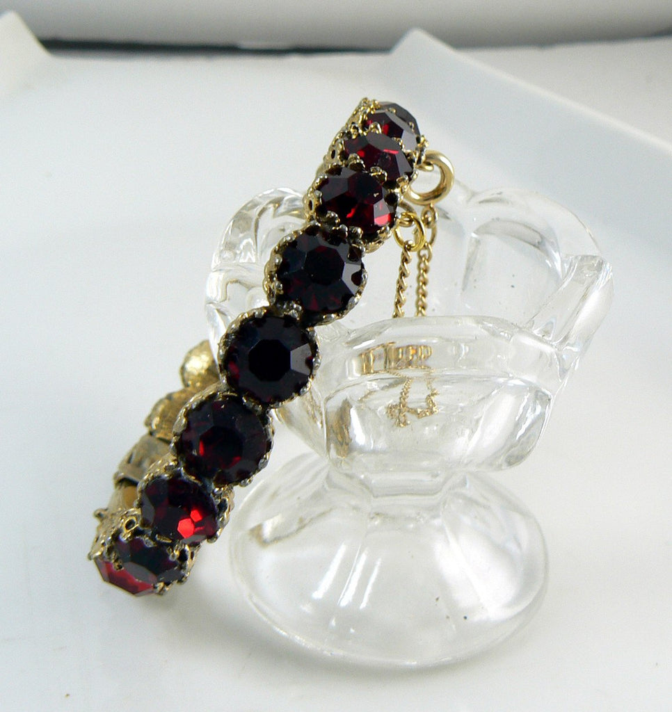 Vintage Jeanne Ruby-Red Rhinestone Clamper Bracelet