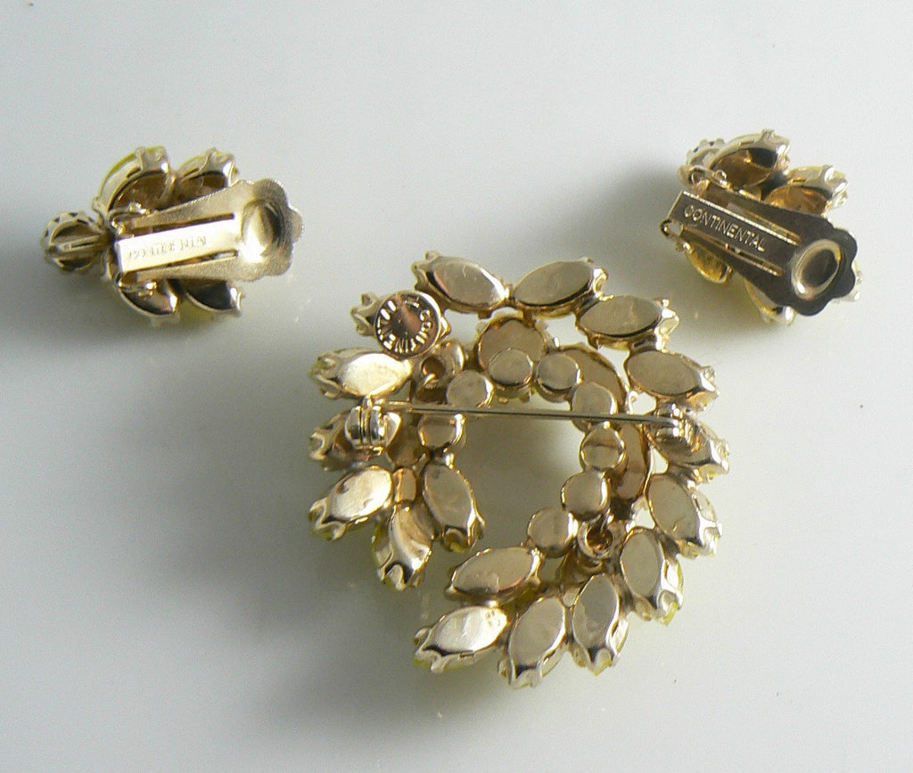 Continental Yellow Givre Rhinestone Demi Parure - Vintage Lane Jewelry