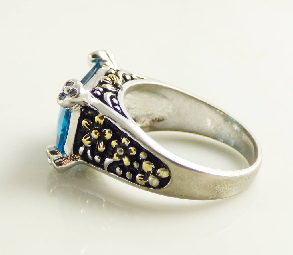 Sterling silver 925 London Blue Quartz Beaded Forget Me Not Ring - Vintage Lane Jewelry