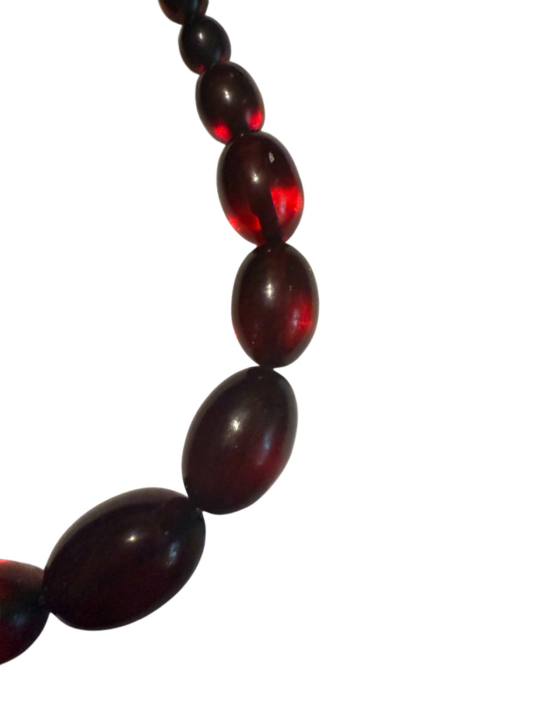 Vintage Cherry Bakelite Graduated Bead Art Deco Necklace - Vintage Lane Jewelry