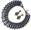 Husar D. Blue Czech Glass Bib Style Collar Necklace, Statement Necklace - Vintage Lane Jewelry