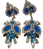 Czech Glass Husar D Blue Dangling Rhinestone Earrings - Vintage Lane Jewelry