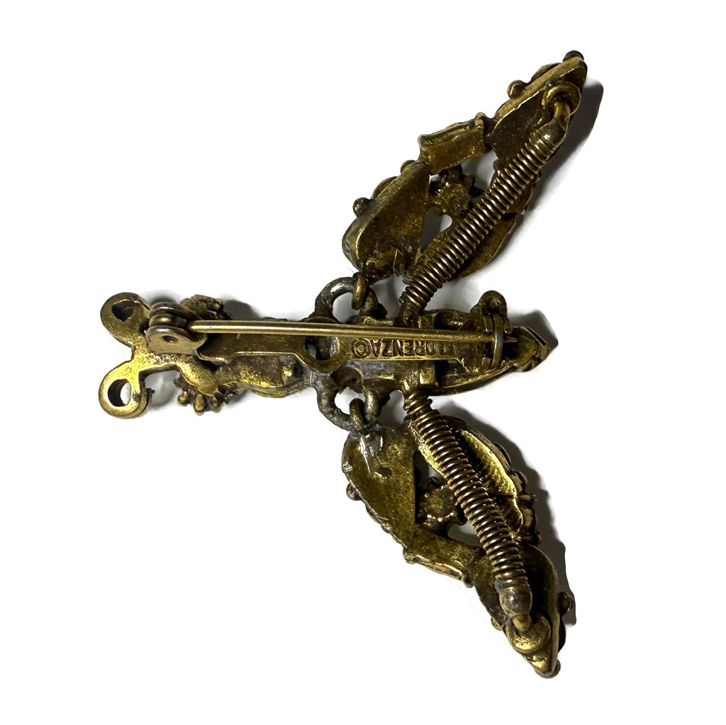 Florenza Rhinestone Trembler Bird Pin - Vintage Lane Jewelry