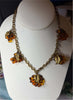 Early Miriam Haskell Beaded Grape and Gold Leaf Necklace
