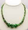 Vintage Green and Black Beaded Foil Necklace - Vintage Lane Jewelry