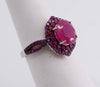 Oval Ruby Sapphire Diamond Cut Sterling Silver Ring - Vintage Lane Jewelry