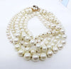 Miriam Haskell 5 Strand Glass Pearl Necklace - Vintage Lane Jewelry