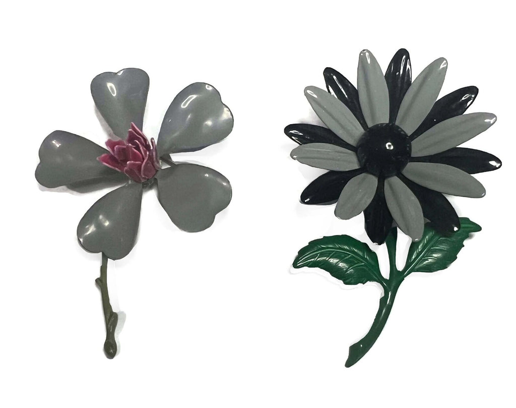 Vintage Enamel Flower Pins - Vintage Lane Jewelry