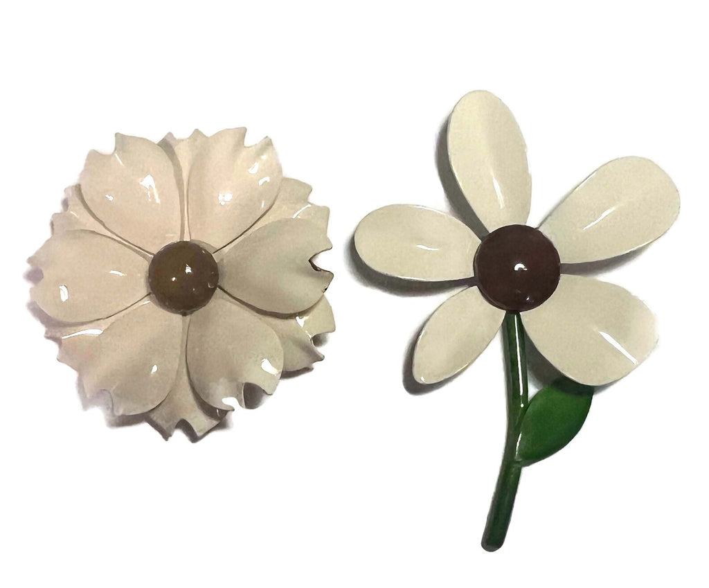 Vintage Enamel Flower Pins - Vintage Lane Jewelry