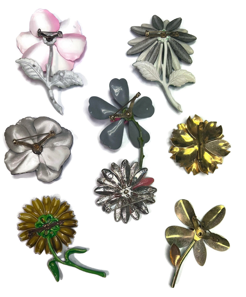 Vintage Enamel Flower Pins - Vintage Lane Jewelry