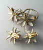 Judy Lee enamel and faux pearl red flower demi parure - Vintage Lane Jewelry