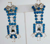 Czech Glass Husar D Blue Rhinestone Earrings - Vintage Lane Jewelry