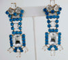 Czech Glass Husar D Blue Rhinestone Earrings - Vintage Lane Jewelry
