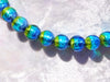 Art Deco Peacock Blue Foil Art Glass Necklace