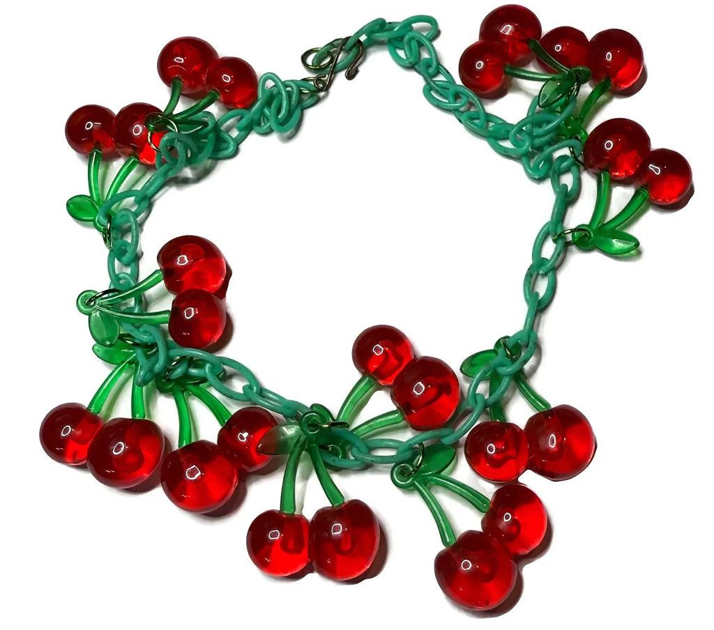 Early Plastic Cherries Necklace
