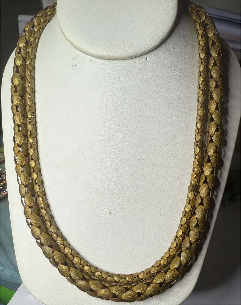 Miriam Haskell Brushed Gold 2 Strand Necklace