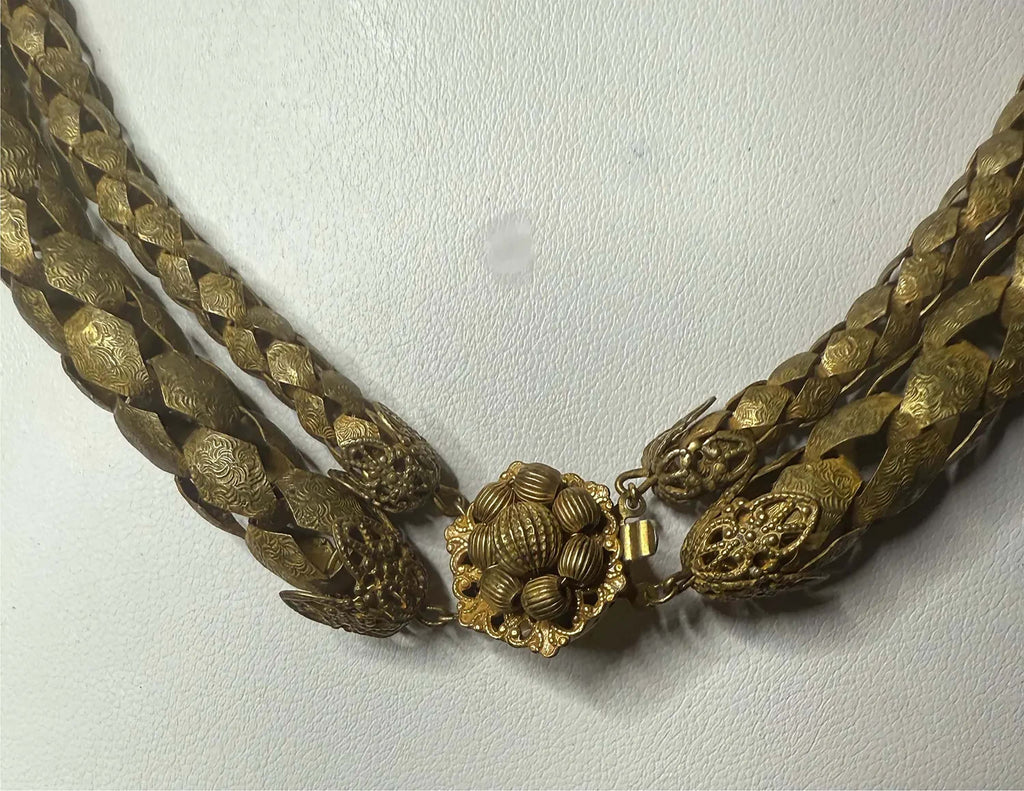 Miriam Haskell Brushed Gold 2 Strand Necklace