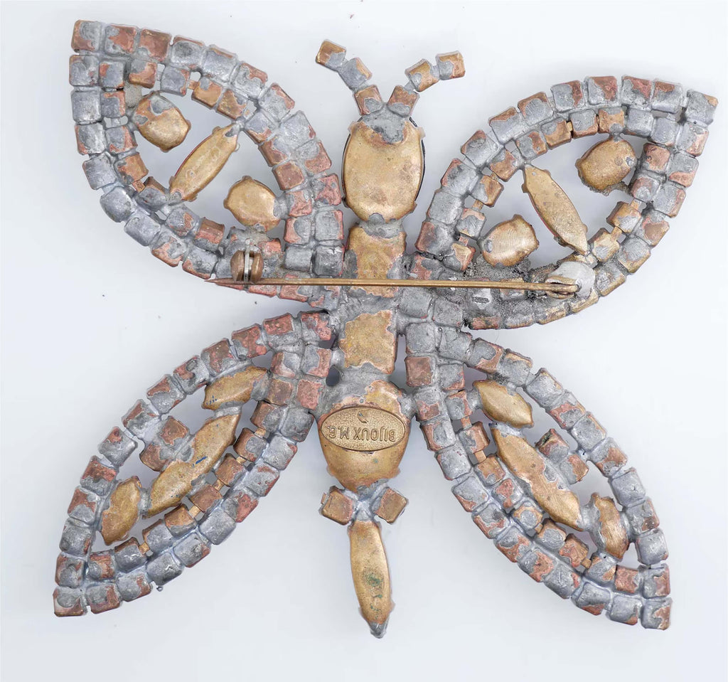 Czech Glass Bijoux MG Pink AB Rhinestone Dragonfly Pin Brooch