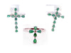 Sterling Emerald Cross and Earrings Set