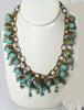 Miriam Haskell Gold Leaf and Turquoise Beaded Necklace