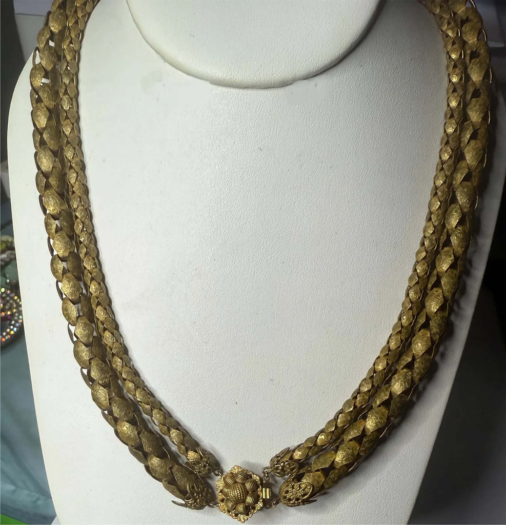 Miriam Haskell Brushed Gold 2 Strand Necklace
