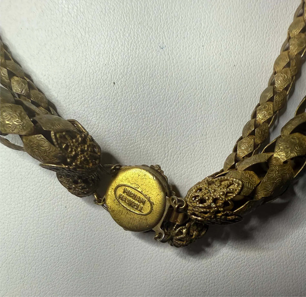 Miriam Haskell Brushed Gold 2 Strand Necklace