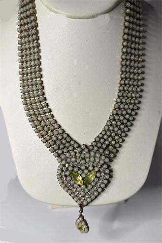 Alice Caviness Double Strand Pink Glass Necklace And Earring Set