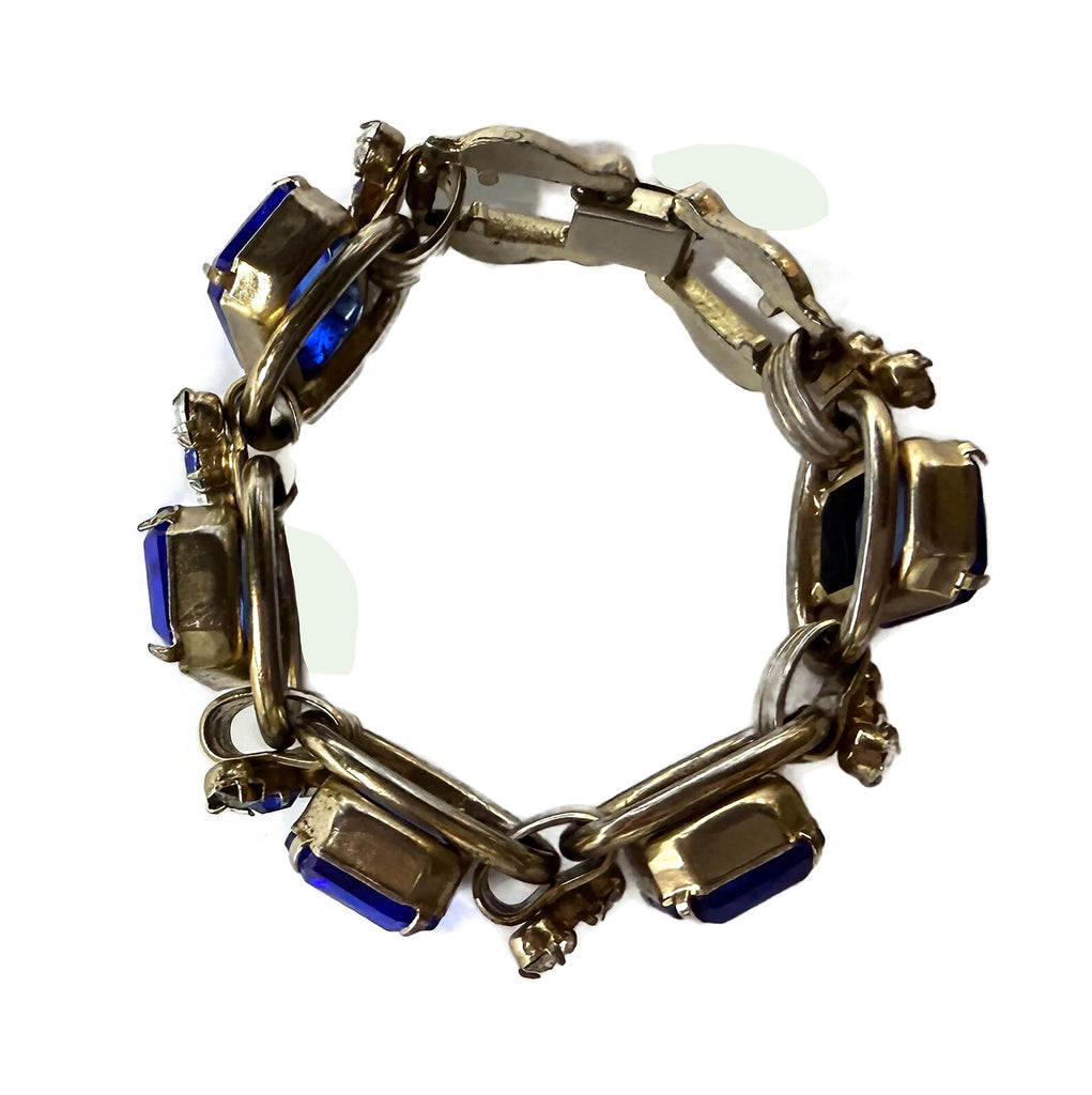 Blue Glass Art Deco Bracelet