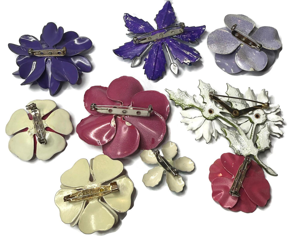 Vintage Enamel Flower Pins