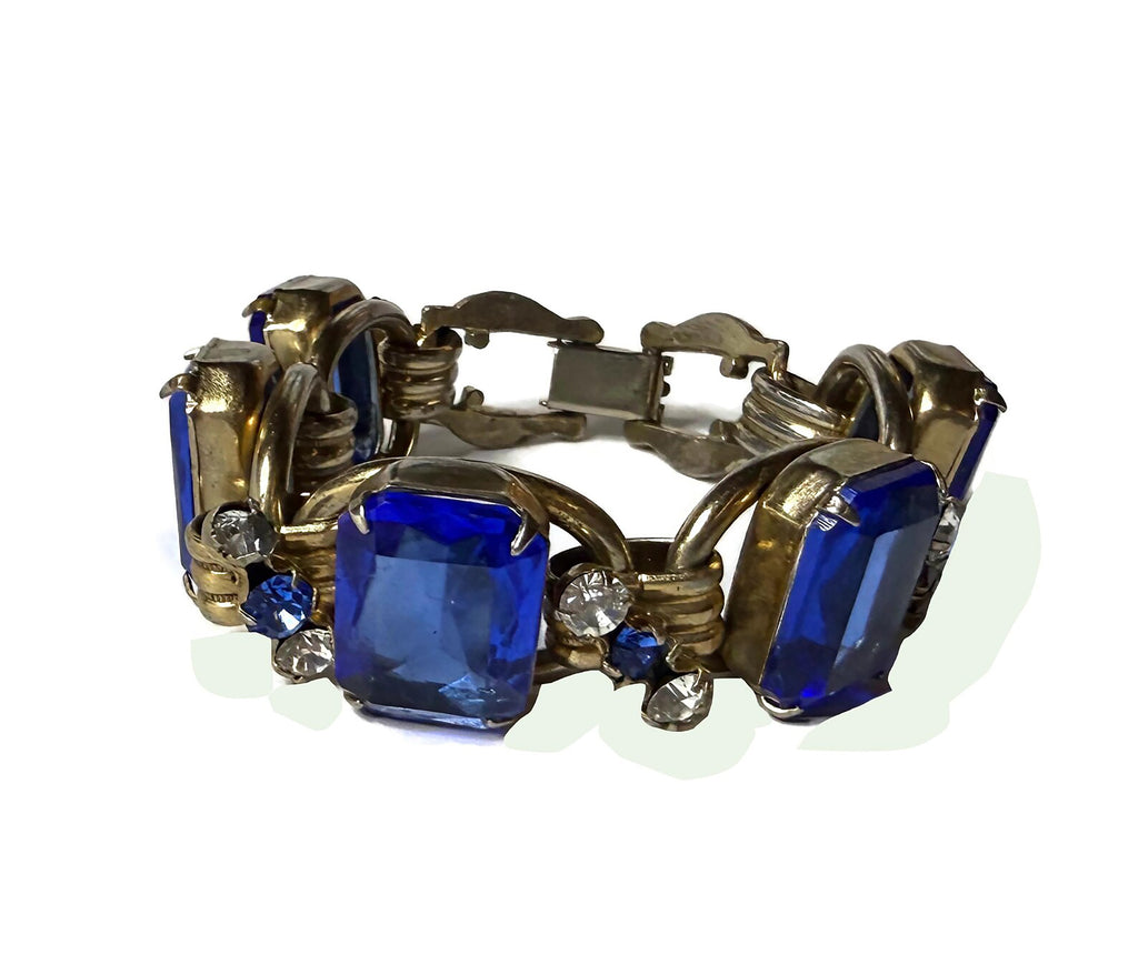 Blue Glass Art Deco Bracelet