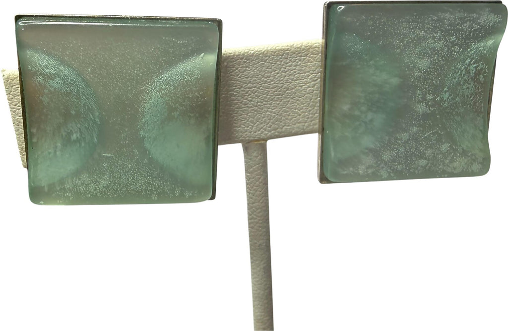 Vintage Teal Glass Bracelet and Earrings - Vintage Lane Jewelry