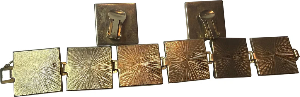 Vintage Teal Glass Bracelet and Earrings - Vintage Lane Jewelry