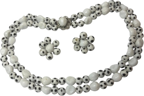 Heavy Faceted Glass Necklace And 2 Sets Of Matching Earrings