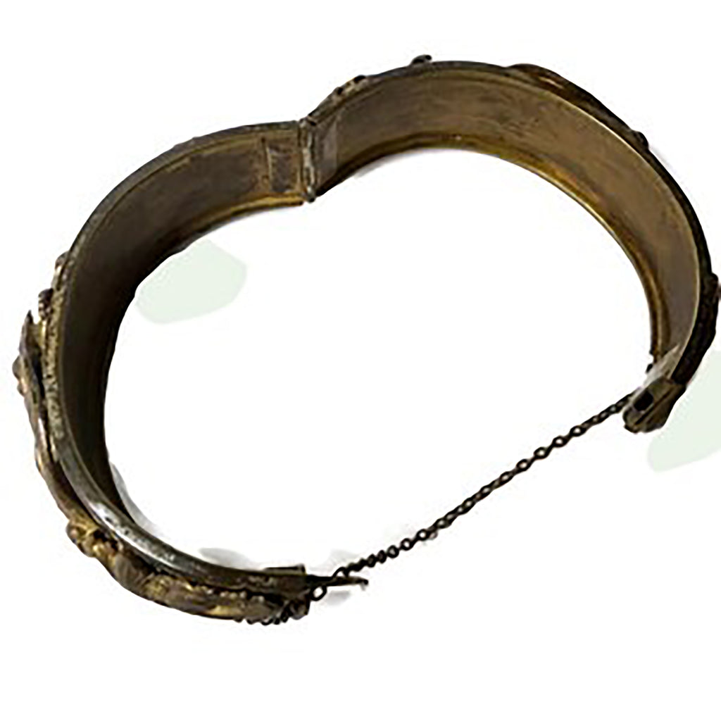 Victorian gilded brass hinged repoussé Bracelet