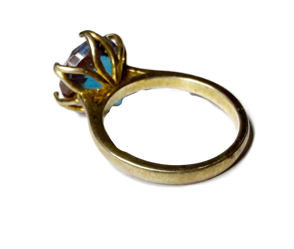 Vintage Brushed Gold 11 k Saphiret Ring - Vintage Lane Jewelry
