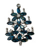 Czech Glass Blue and Clear Stone Christmas Tree pin - Vintage Lane Jewelry