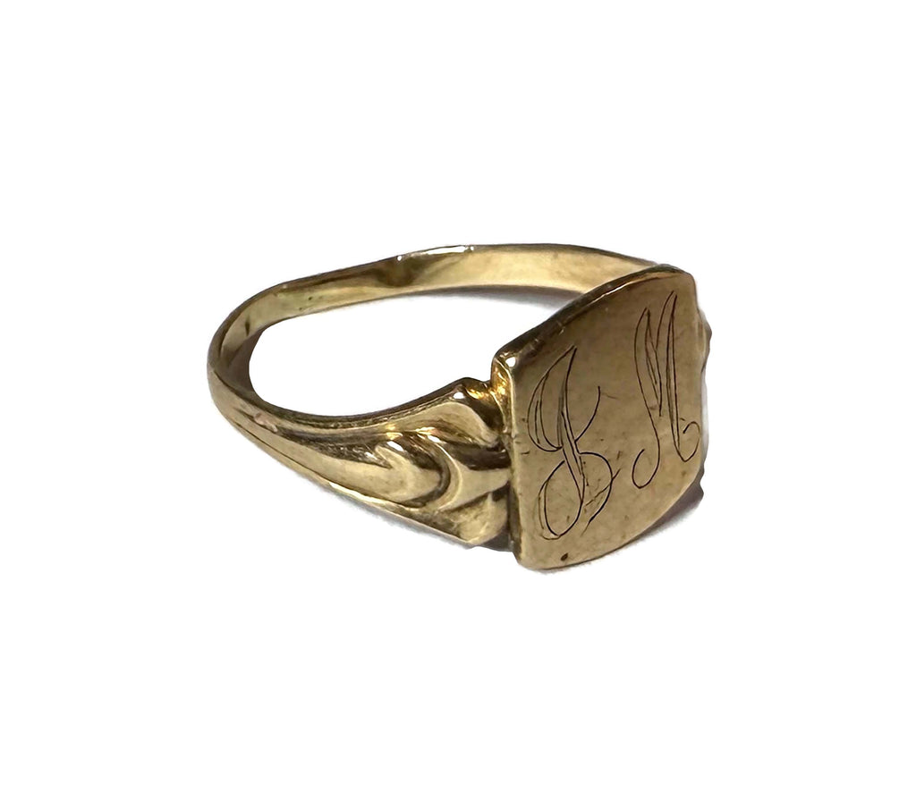 Vintage 10 KT Monogrammed Signet Ring - Vintage Lane Jewelry