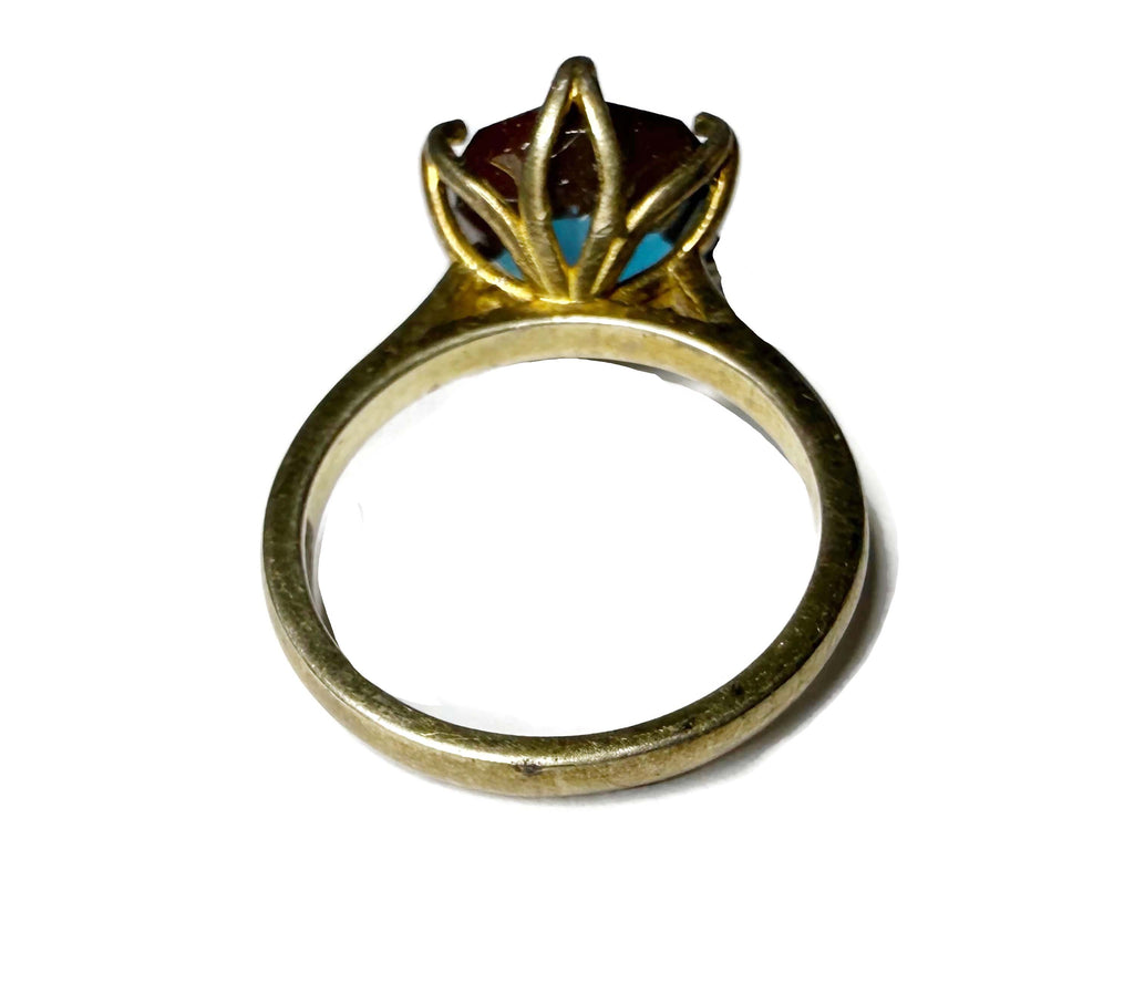 Vintage Brushed Gold 11 k Saphiret Ring - Vintage Lane Jewelry