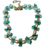 Miriam Haskell Baroque Glass Pearl and Teal Glass Flower Necklace - Vintage Lane Jewelry