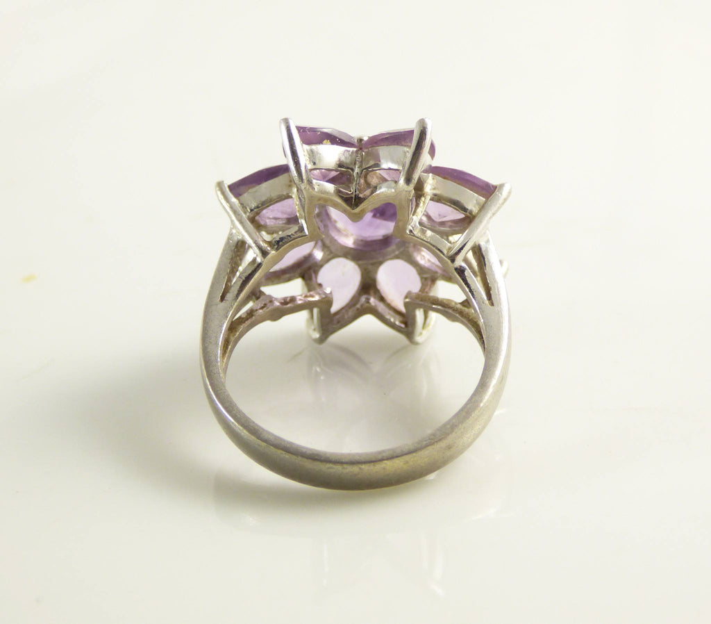 Tanzanite Sterling Silver Flower Ring - Vintage Lane Jewelry