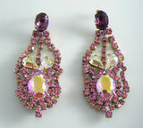Bijoux Mg Pink Czech Glass Pierced Style Earrings - Vintage Lane Jewelry