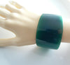 Vintage Extra Wide Bakelite Bangle Bracelet Translucent Turquoise Blue - Vintage Lane Jewelry